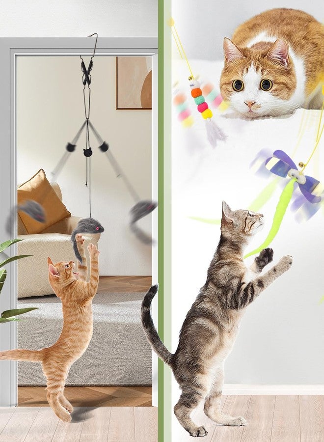 CAPHONT Hanging Interactive Cat Toy for Indoor Cats, 3 Pack Retractable Cat Feather Toy Kitten Toys with Bell/Elastic Rope/Adjustable Buckle for Play Chase Exercise Teaser - Image 5